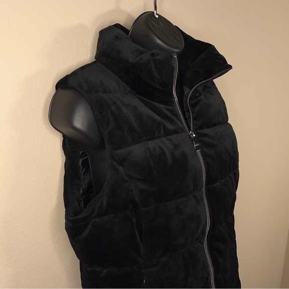 SMALL ZeroXposure BLACK VELOUR PUFFER VEST COAT WOMENS SLEEVELESS OUTDOOR GOTH - Picture 2 of 12